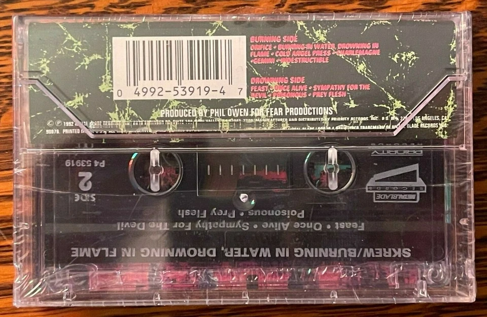 CASSETTE TAPE **SEALED** SCREW~BURNING IN WATER ,DROWNING IN FLAME~METAL BLADE - Image 3 of 4