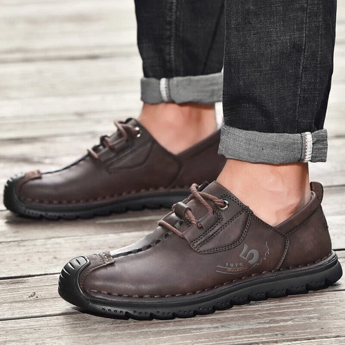 Herren Weiches Leder Freizeitschuhe Mode Fahrschuhe Flache Halbschuhe Mokassins - Bild 6 von 23