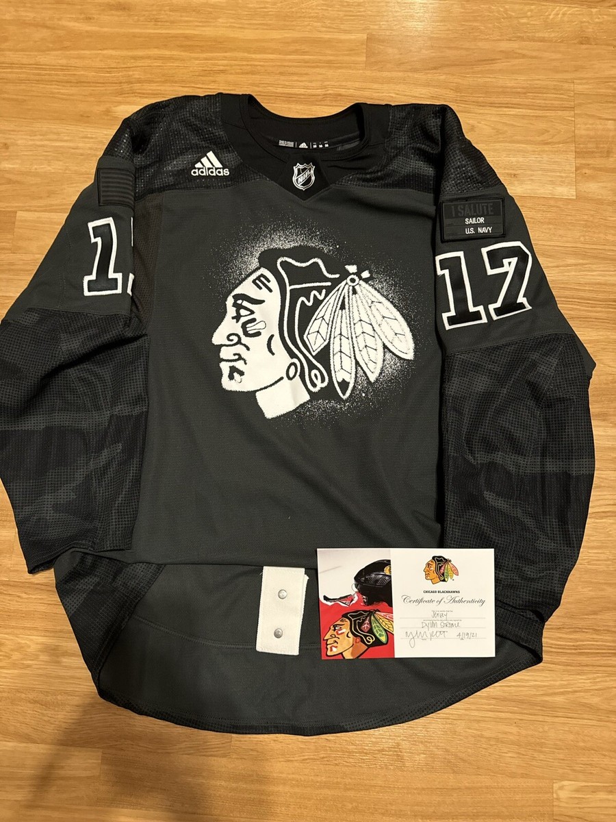 2021 Game Worn Dylan Strome Adidas Chicago Blackhawks military