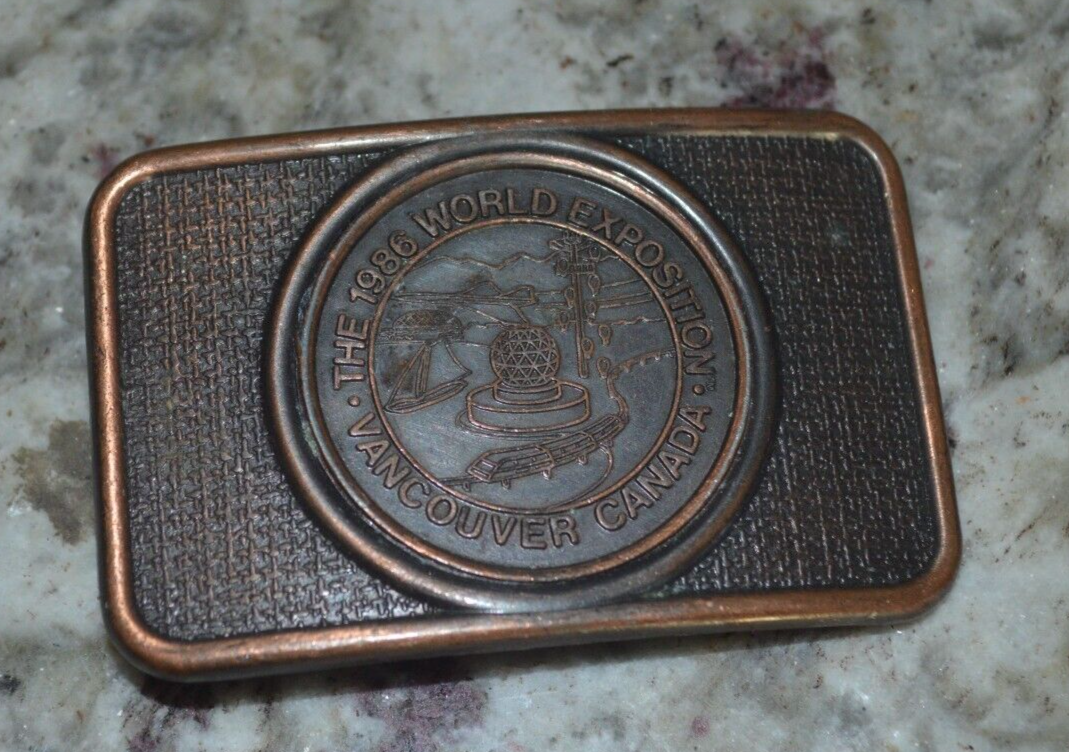 Vintage 1986 WORLD EXPOSITION BELT BUCKLE VANCOUVER CANADA eBay