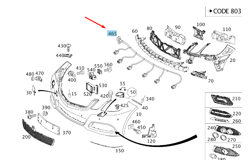 MERCEDES-BENZ E W212 Kabelbaum für Frontstoßstange A2124402052