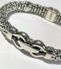 Lagos Caviar Sterling Silver Beaded Buckle Bracelet NWOT