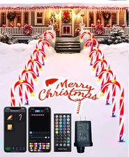 12 Pack Smart Candy Cane Pathway Lights, LED Candy Cane Lights with APP Control