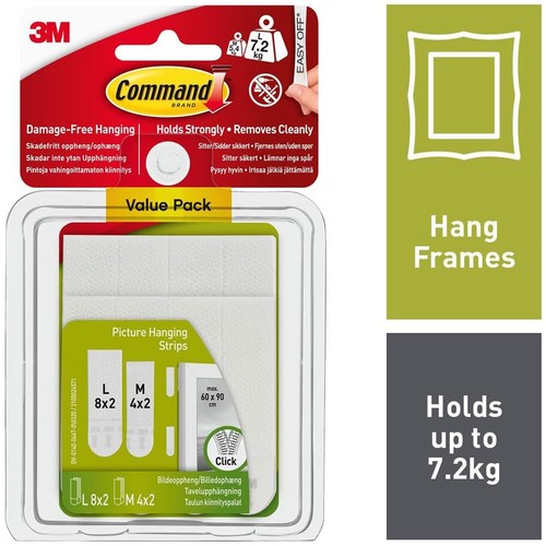 Tiras colgantes 3M Command paquete económico 4 pares medianas 8 pares grandes -17209 - Imagen 3 de 17
