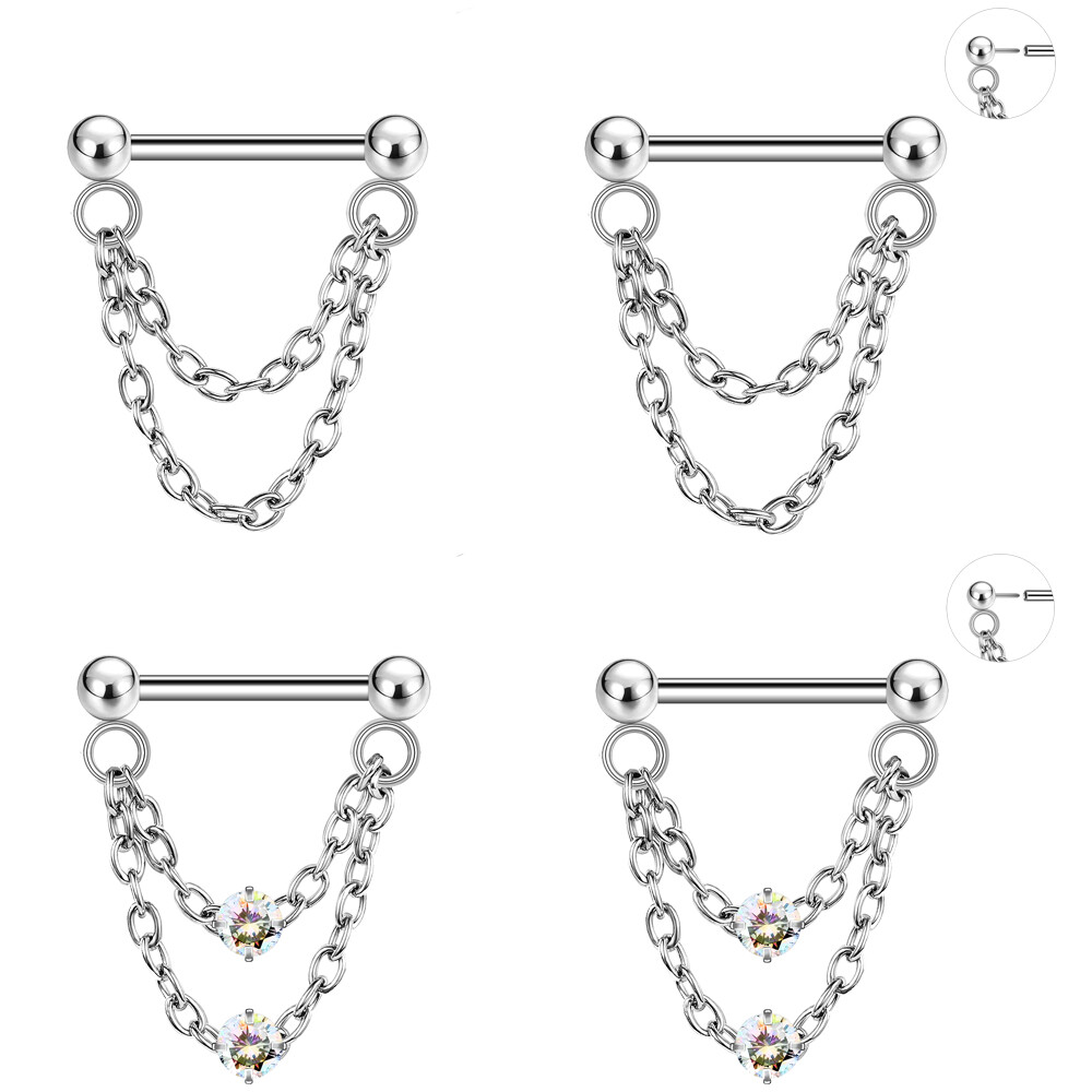 2Pcs/lot 16G Surgical Steel Nose Ring Threadless Push in Septum Piercing  Jewelry