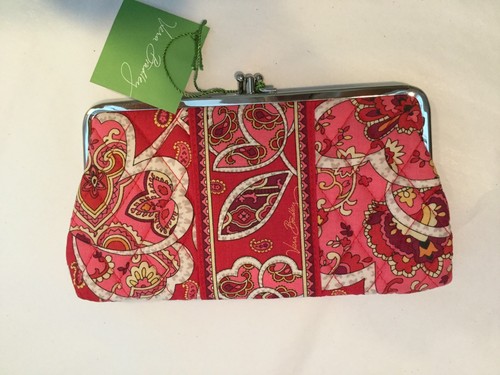 nwt vera bradley retired rosy posies - double kisslock wallet