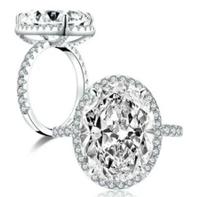 10-Ct Oval 925 Sterling Silver CZ Engagement Ring Wedding Band Size 2.5-15 S6836