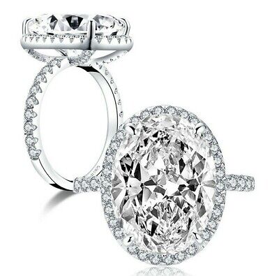 10-Ct Oval 925 Sterling Silver CZ Engagement Ring Wedding 10-Ct Oval 925 Sterling Silver CZ Engagement Ring Wedding