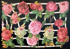 VICTORIAN STYLE DIE CUT PAPER SCRAPS MIXED ROSES ef7362 GERMANY