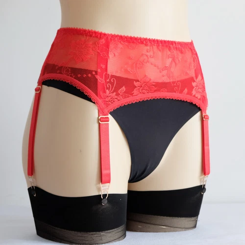 S-3XL Floral Lace Garter Belt 4 Straps Metal Clips Sexy Suspender F Thigh Highs - Picture 28 of 64