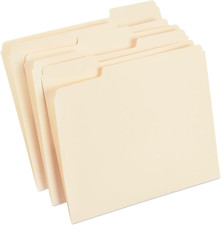 Manila File Folders, Letter Size Folders with Assorted Tab Position 100/Box 