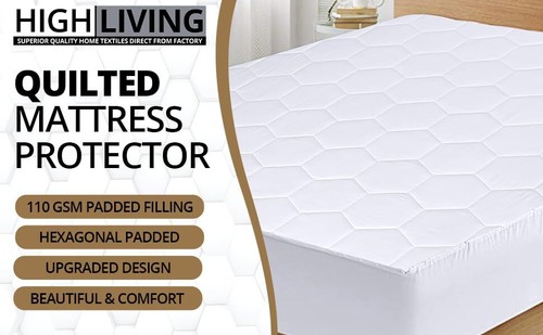 QUILTED MATTRESS PROTECTOR LUXURY FITTED COVER SINGLE DOUBLE KING BUNK - Picture 7 of 16