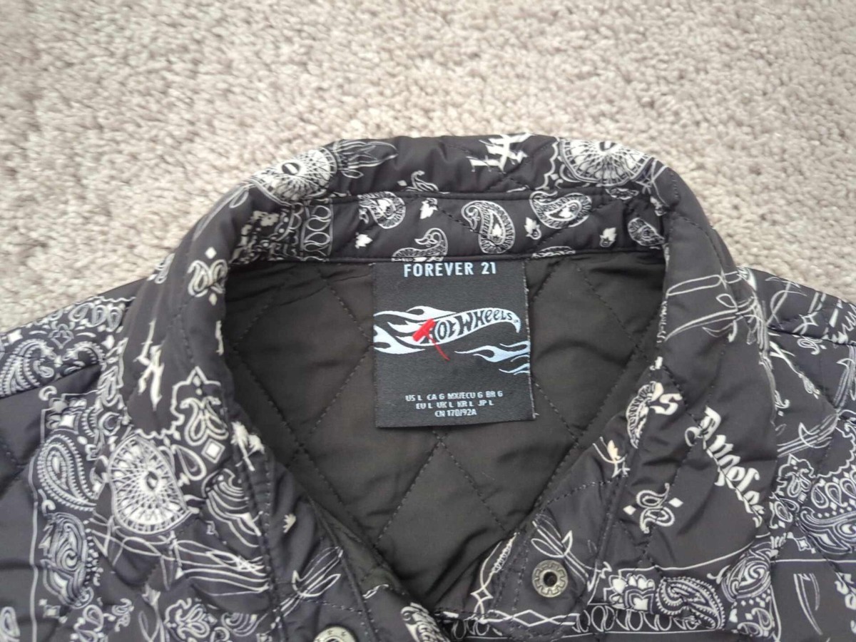 Forever 21 X Hot Wheels Jacket Mens L Black Paisley Bandana