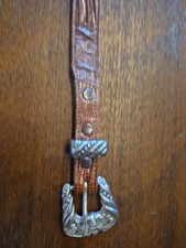 Lizzard Belt Brown Silver Western Nocona