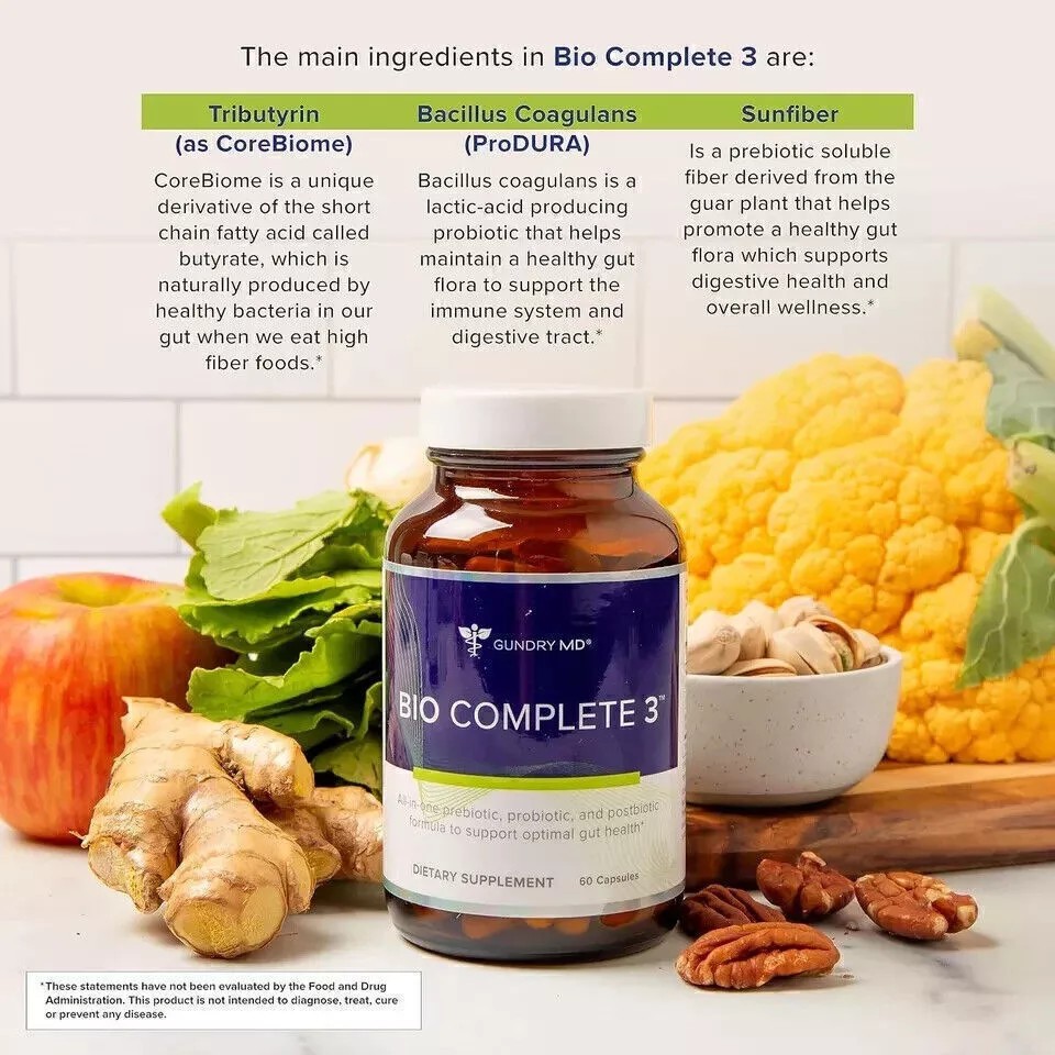 GUNDRY MD BIO COMPLETE 3 Capsules 60 Count NEW PreBiotic ProBiotic ...
