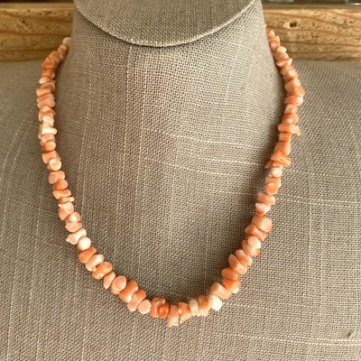FLASH SALE! Vintage Natural Salmon Pink Angel Skin Coral Branch Necklace 16''