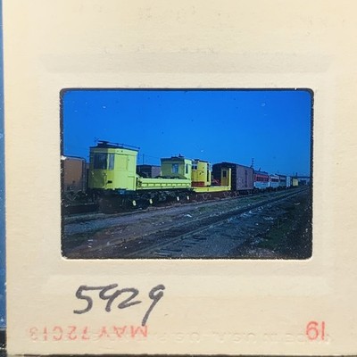 1972 35mm Original Color Slide Railroad Train Yard MOW Equipment Railcars 5929