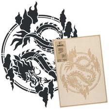 Reusable Plastic Stencil // CHINESE DRAGON CIRCLE