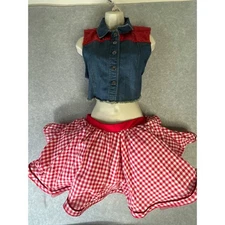 Balera Weissman Cowgirl Dance Costume LA Denim Sequin Vest Skirt Set Halloween