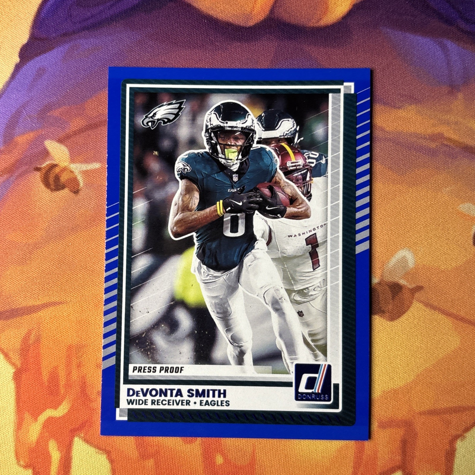 2025 Donruss #34 DeVonta Smith Press Proof Blue  Eagles