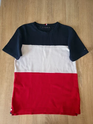 T-shirt Tommy Hilfiger pour homme M bleu foncé blanc rouge colorblock coton - Photo 1/4