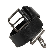 DOLCE & GABBANA Belt Black Leather Side Rings Brass Buckle 90cm / 36in 1350usd