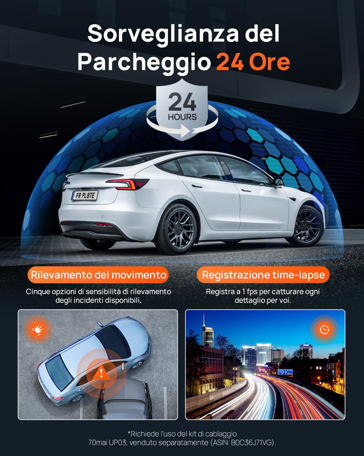 Dashcam 4k+1080p GPS WIFI Doppia Telecamera Auto Fronte/retro con Sd 128 - Miniatura 5
