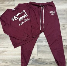 Keith Haring Lounge Set Woman  s Medium Maroon Long Sleeve Joggers