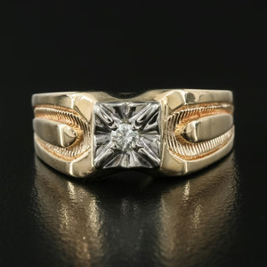 Gorgeous Large Size 10K Gold 0.10 CTW Diamond Wedding Ring