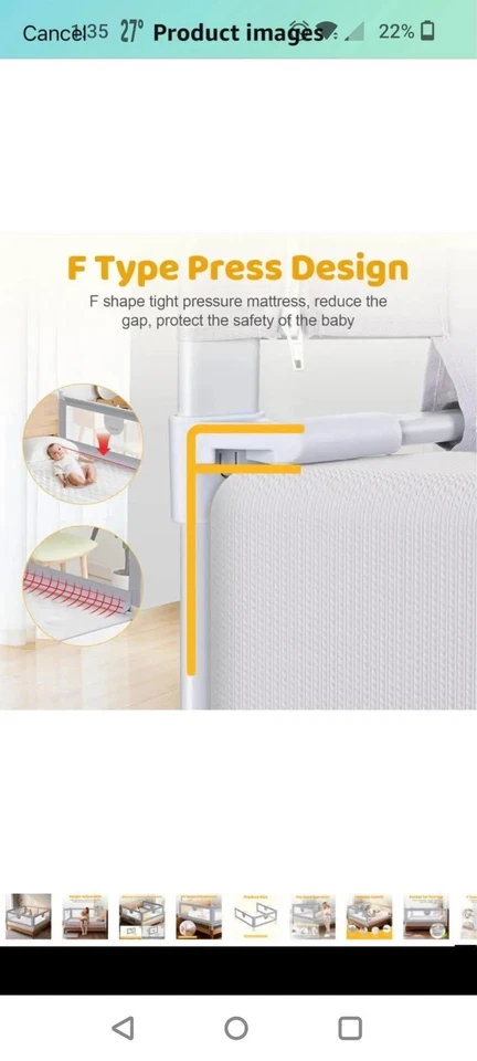 Omzer Bed Rails for Toddlers-3 Sides Safety Baby Bed Rail Guard For Queen Beds - Image 3 of 4
