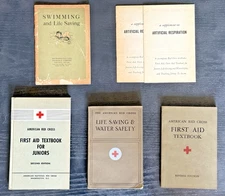 Lot Vintage Red Cross First Aid & Life Saving Manuals 1937–1956 Swim Safety