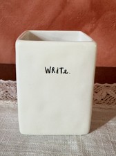 Rae Dunn Artisan Collection White Ceramic "Write" Office D cor Pencil Pen Holder