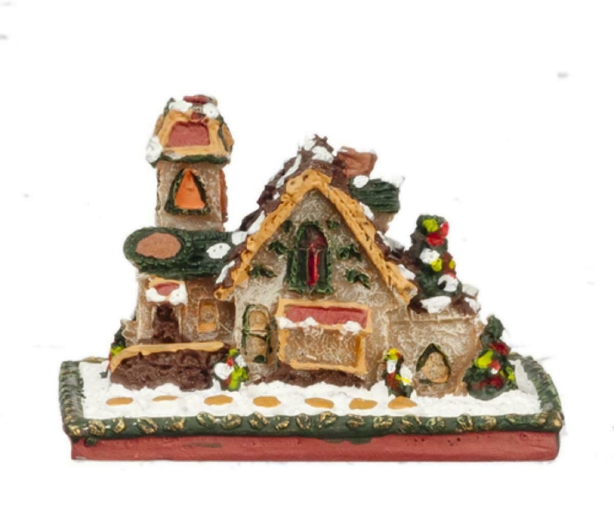 Dolls House Miniature Snowy Gingerbread House Christmas Accessory Decoration