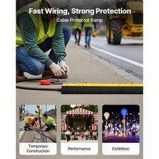 Cable Protector Ramp, 22,000 lbs/axle Capacity, 2 Channel Heavy Duty Rubber Cord