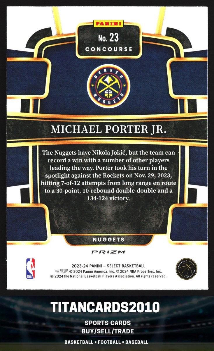 Michael Porter Jr. 2023-24 Panini Select Blue Ice Prizm Denver