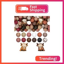 Whaline 100Pcs Dark Brown Highland Cow Silicone Beads Fall Animal Shaped Bead Br