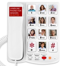 Landline Phones for Seniors - Corded Home Phone for Seniors, 9 Big Photo Buttons