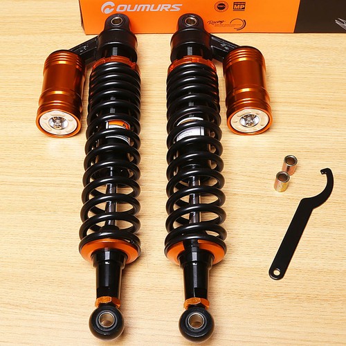 Pair 320mm (12.5″) Black Motorcycle Rear Shock Absorbers – Adjustable Suspension For Honda & Universal Fit