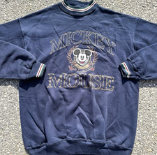 Vintage Mickey Mouse Disney 80s 90s Retro Crewneck Sweatshirt Size L Large Navy