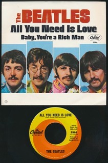 Beatles 1967 U.S. ' ALL YOU NEED IS LOVE ' PICTURE SLEEVE AND 45! WC VERSION !