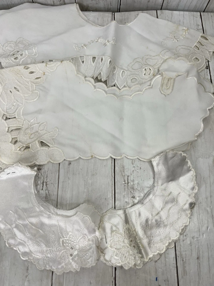 Lote Collares Algodón Estilo Battenburg 7 con 3 Tipos Vintage Años 80 Blanco Imperfecto Foto 2 de 4