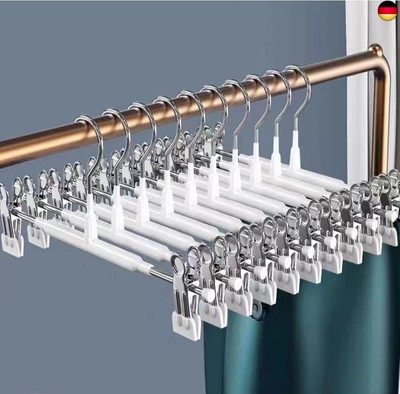 Hosenbügel aus Metall, 10 Stück Kleiderbügel Klammerbügel für Hosen Socken Röck
