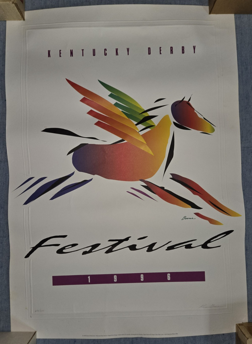 Okiru daby リズム rhythm レトロ レア 希少 競馬 Derby RARE* 1996 Kentucky Derby Festival Poster 34 x 24, Signed