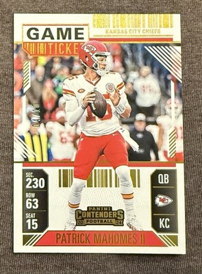 2024 Patrick Mahomes 04/10 Contenders Gold Game Ticket Kansas City Chiefs NFL