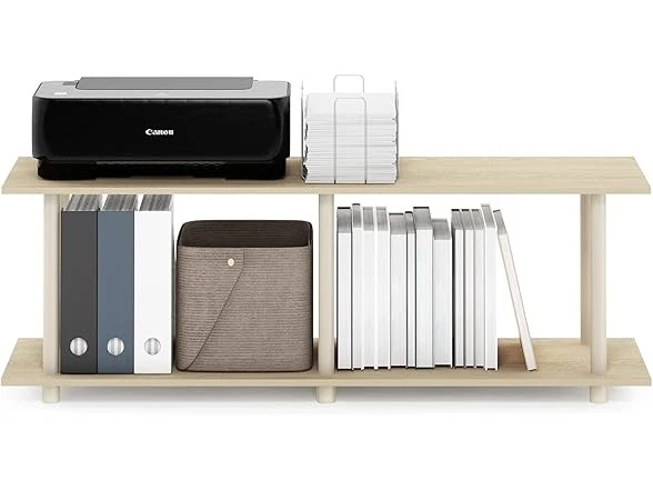 Mesa auxiliar rectangular moderna Furinno Turn-N-Tube sin herramientas, roble Bauhaus/beige Foto 4 de 4