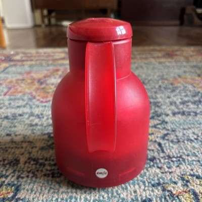 VTG EMSA Samba Glass Vacuum Carafe - Translucent Red - Made in Germany 1.0 Liter
