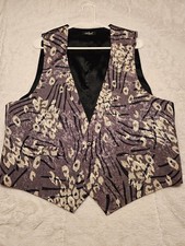 Vtg Rick Bennett Abstract Pattern Vest Size Large Made in USA Gold Black Gilet