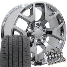 22 Inch Chrome 5656 Rims Bridgestone Tpms Lugs Fit Silverado Tahoe Yukon Sierra