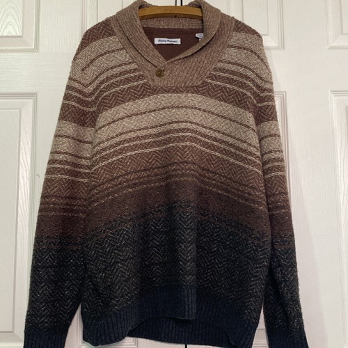 Tommy Bahama Sweater Mens L wool alpaca brown retro professor cowl neck pullover - Picture 1 of 9