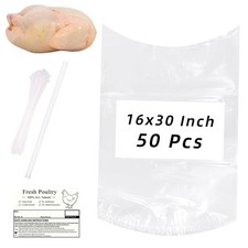 Large Turkey Poultry Shrink Bags,50 Pcs 16x30 Inches Clear Poultry Heat Shrink